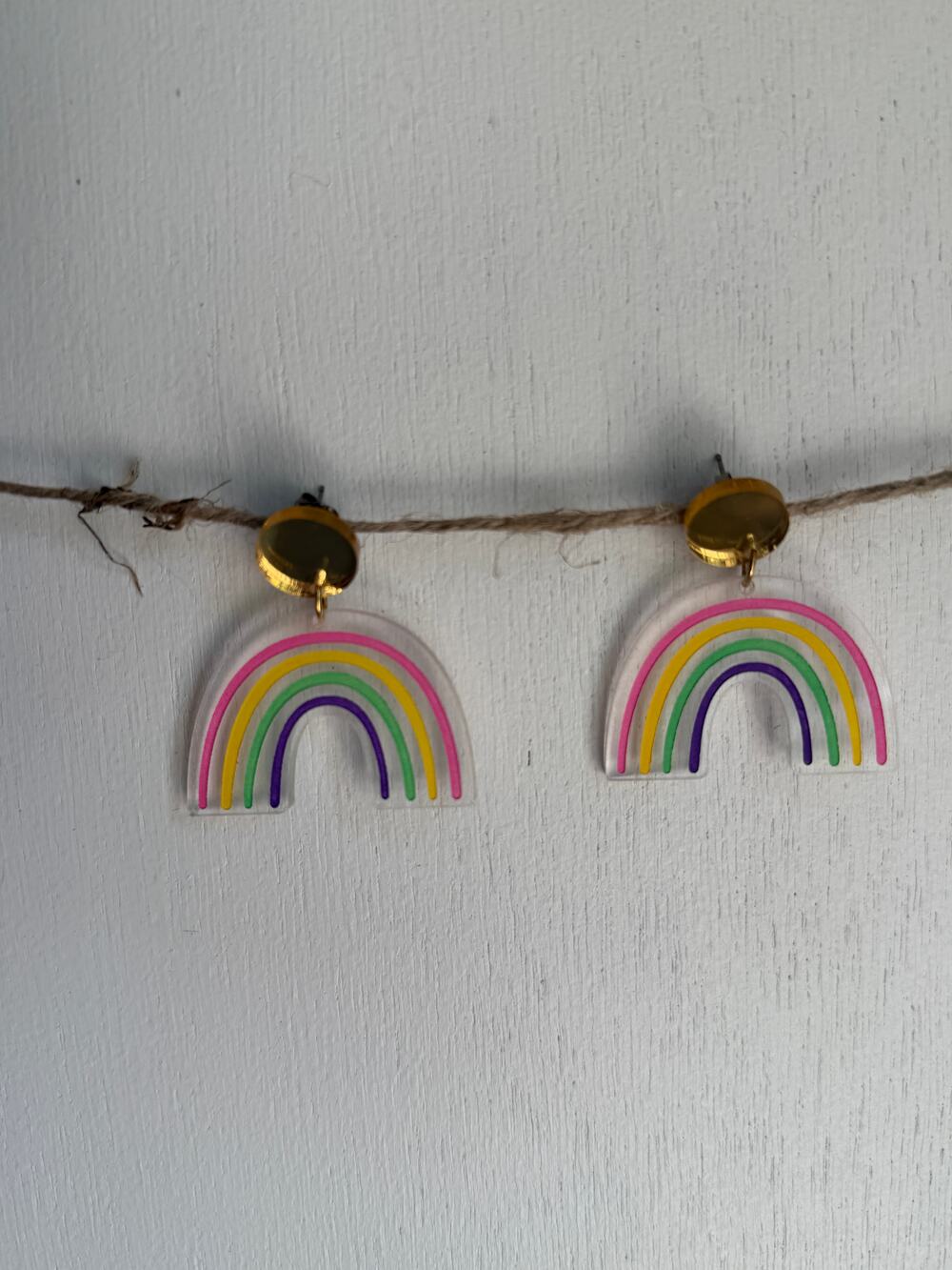 Rainbow Acrylic Dangle Earrings Pastel Pride Statement Earrings